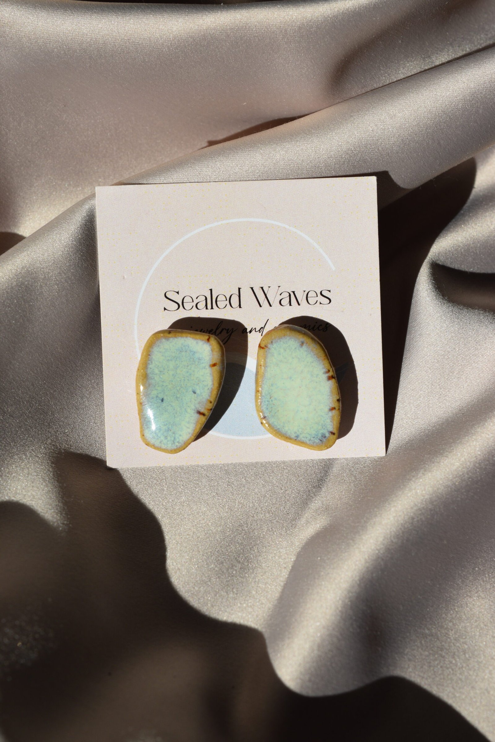 Керамични обеци на щифт | Sealed Waves Pebbles - Image 2