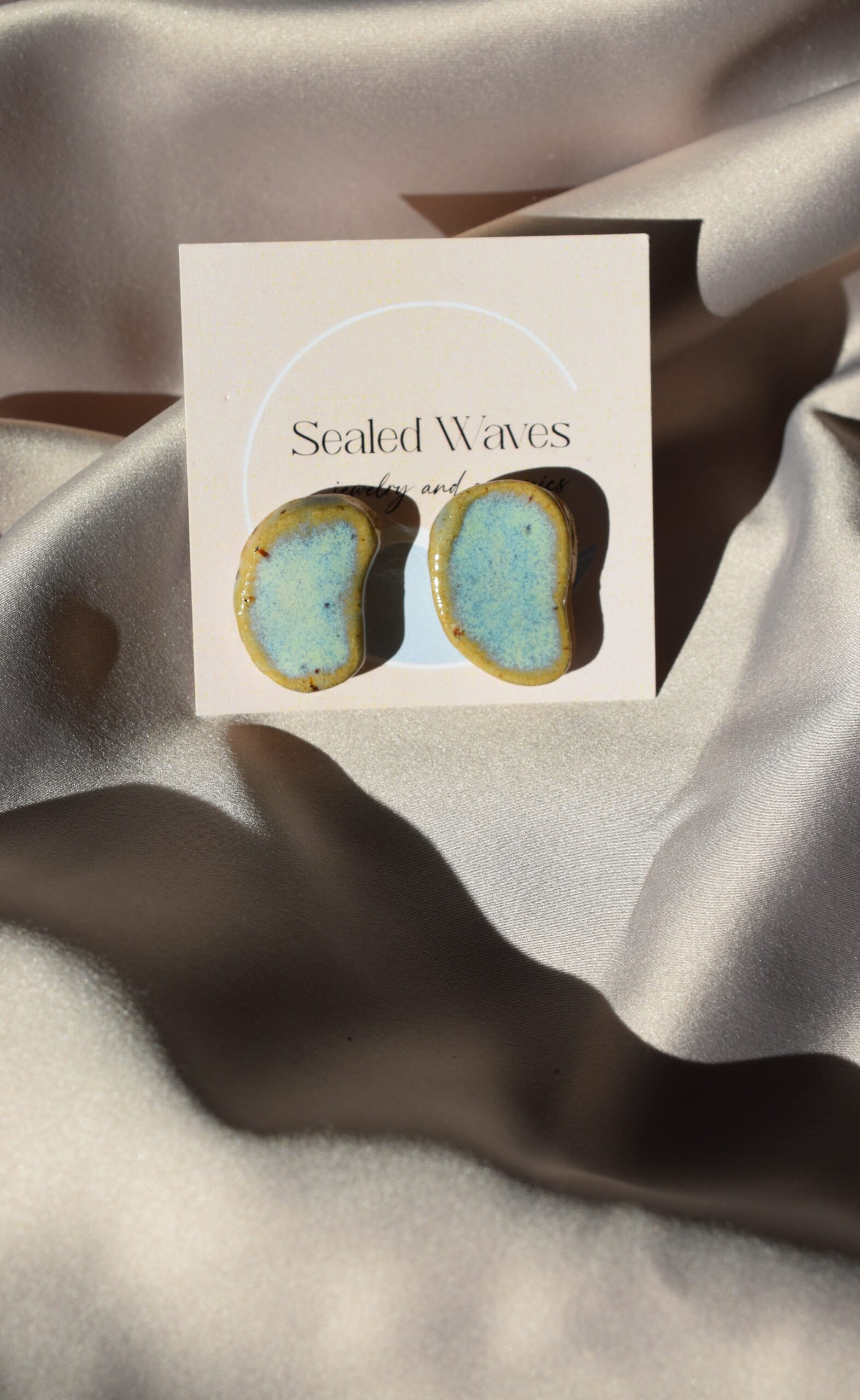 Керамични обеци на щифт | Sealed Waves Pebbles - Image 9