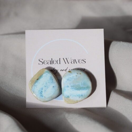 Керамични обеци на щифт | Sealed Waves Pebbles