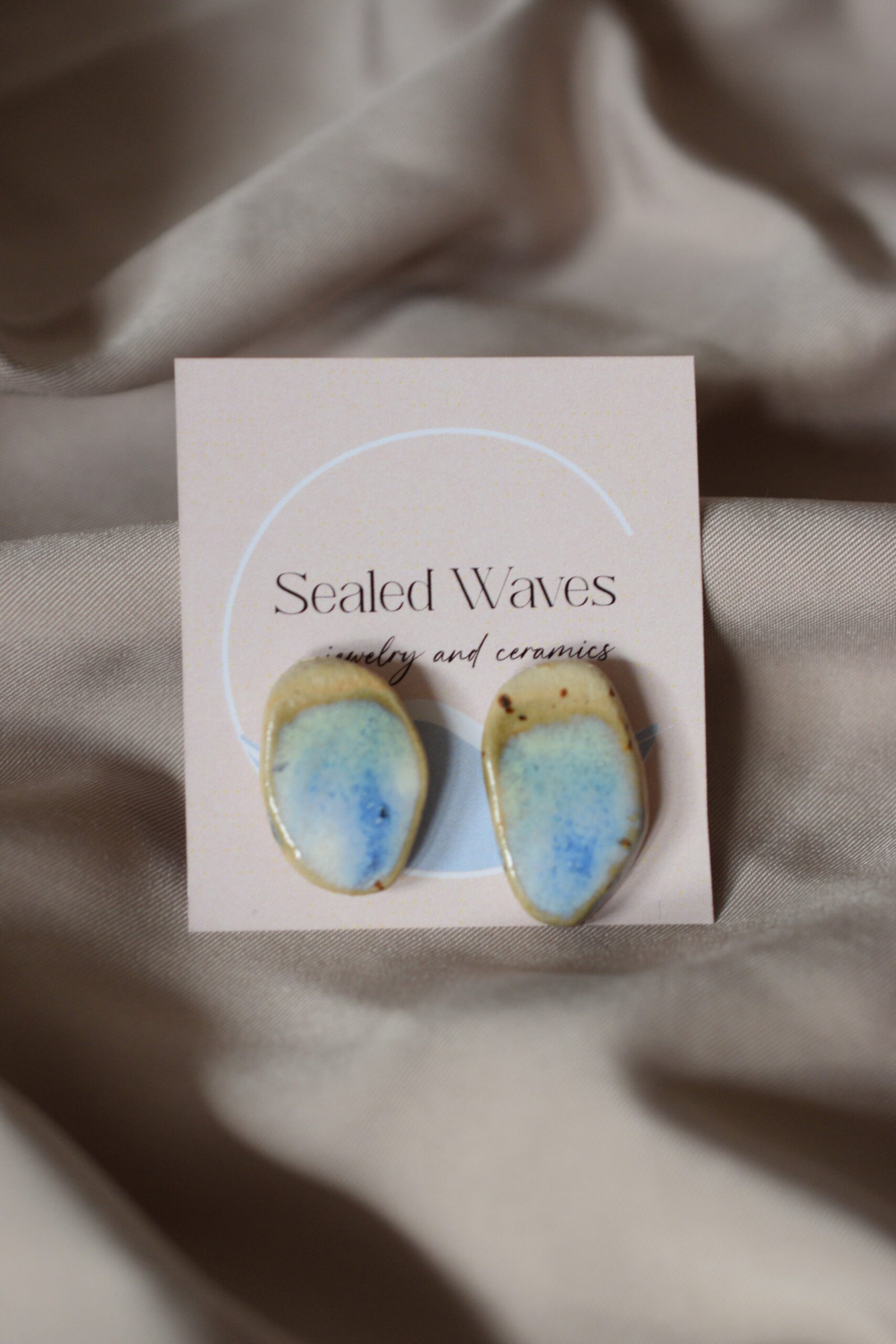 Керамични обеци на щифт | Sealed Waves Pebbles - Image 8