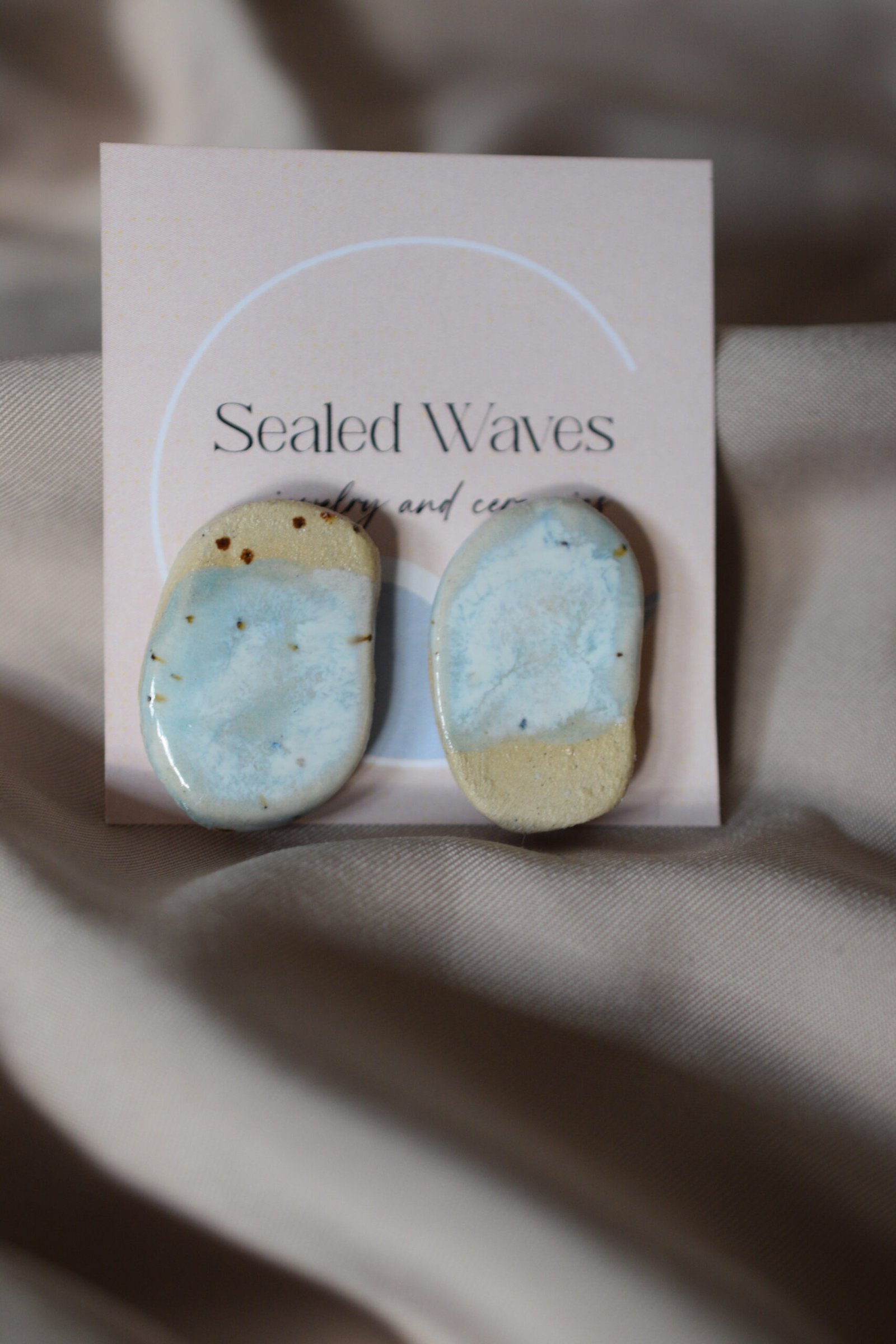 Керамични обеци на щифт | Sealed Waves Pebbles - Image 10